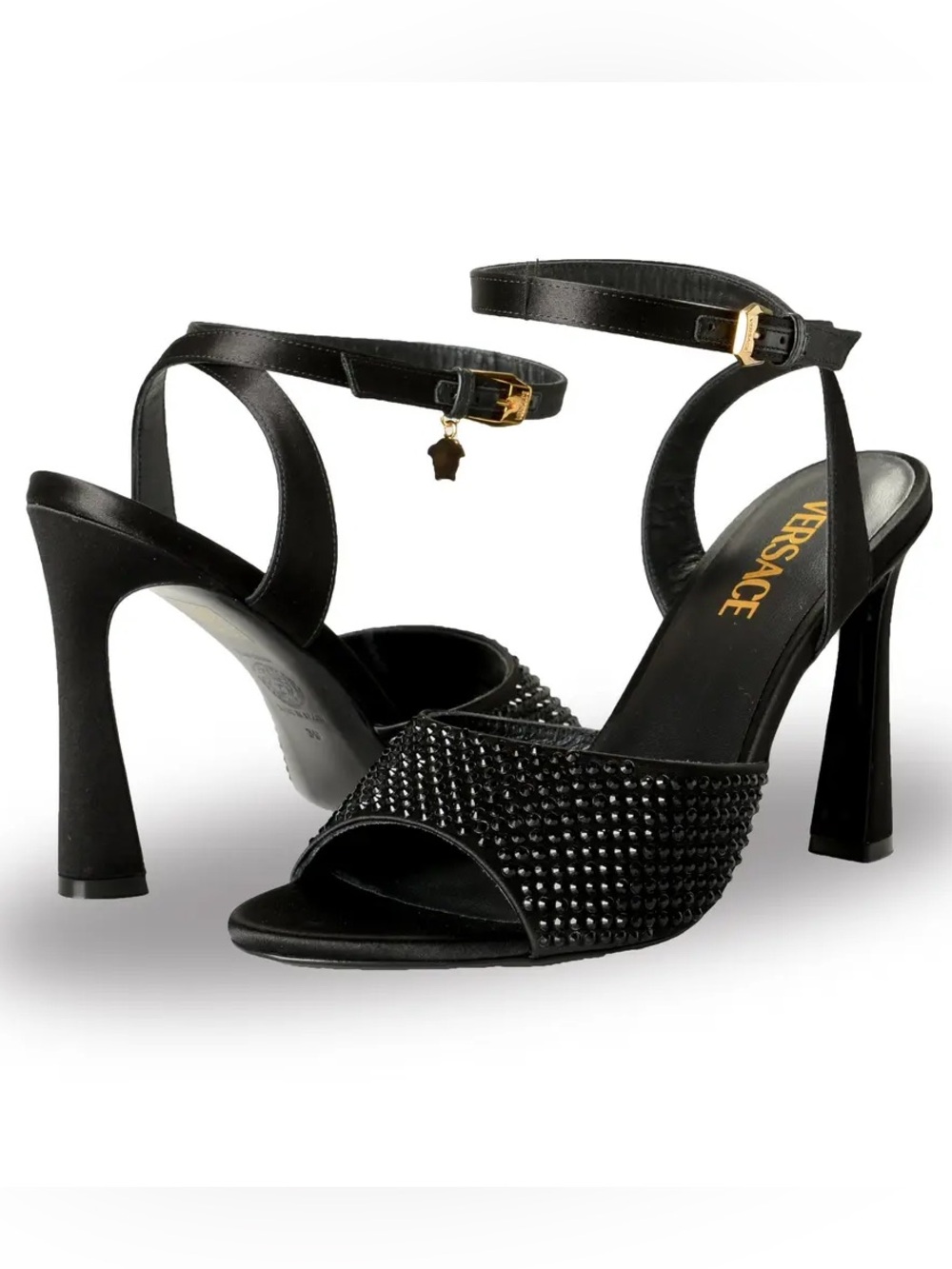 Versace Women's Strass Black Ankle Strap Heels, brand new! Size 37.5